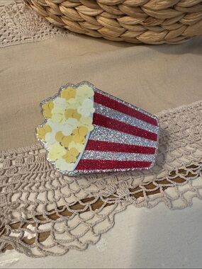 Glitter Popcorn Hair Clip- Red, Silver & Yellow